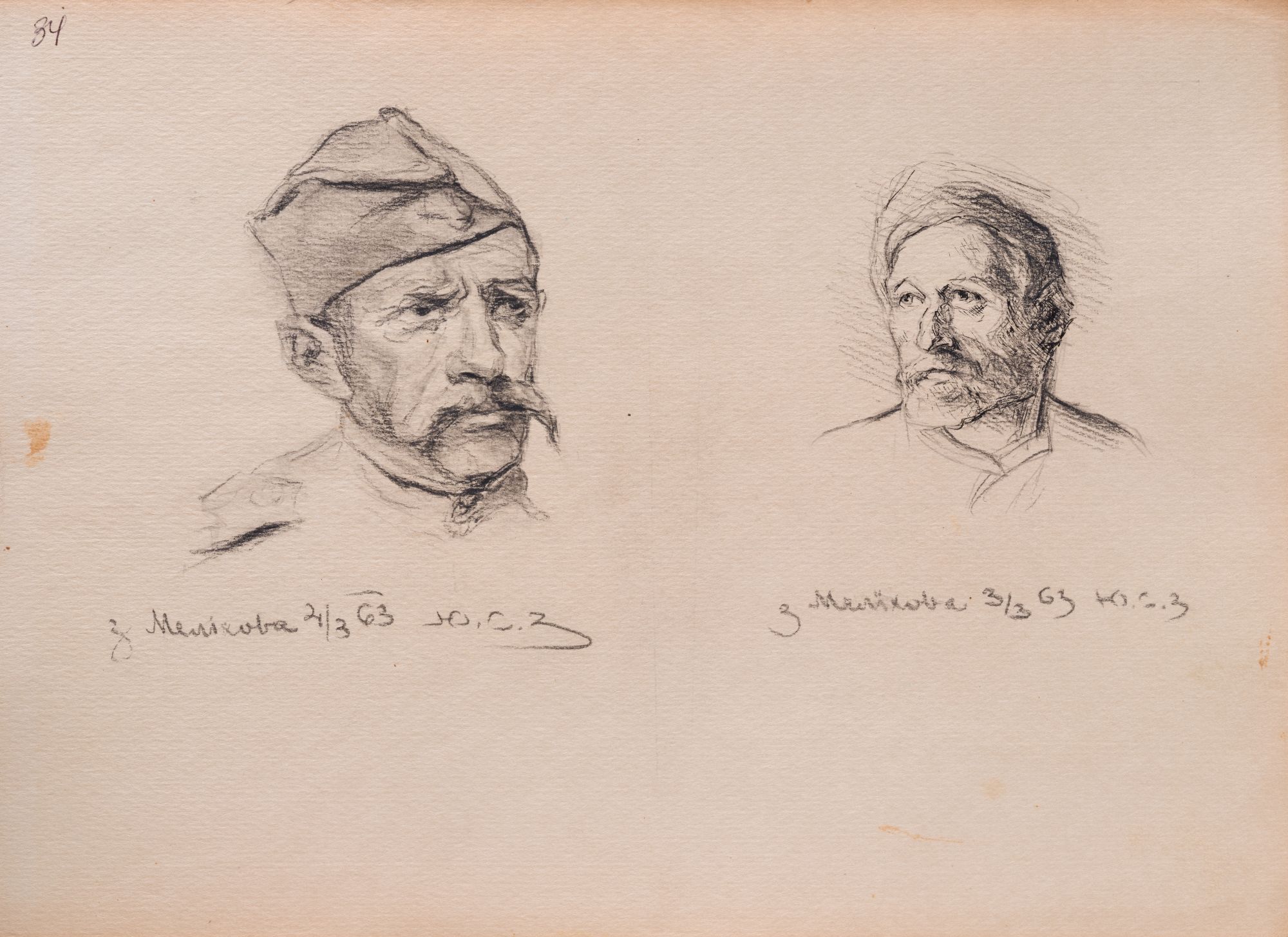 Drawing of Two Male Heads 1