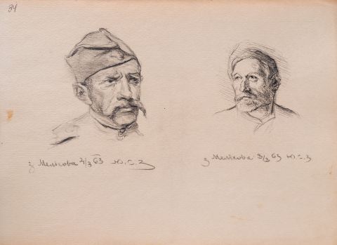 Drawing of Two Male Heads 1