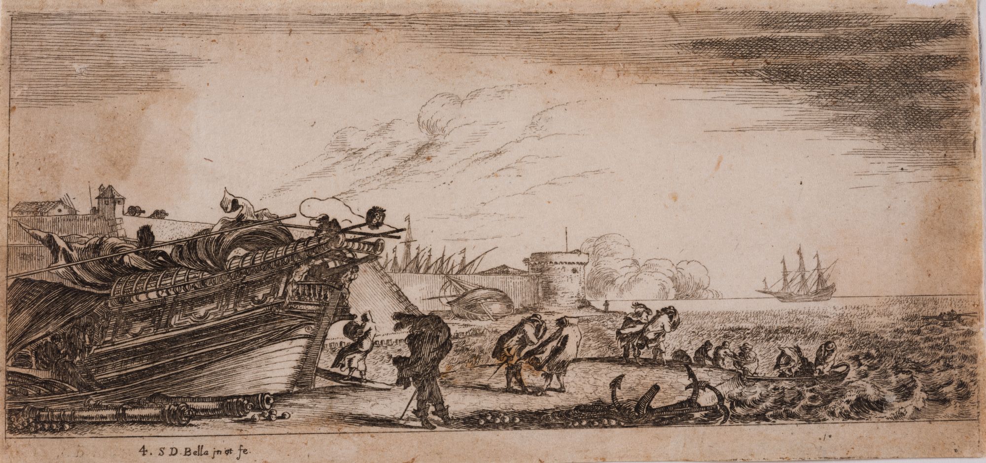 Naval Battle. From the "Set of Eight Nautical Landscapes" (Suite de huit Marines) Series