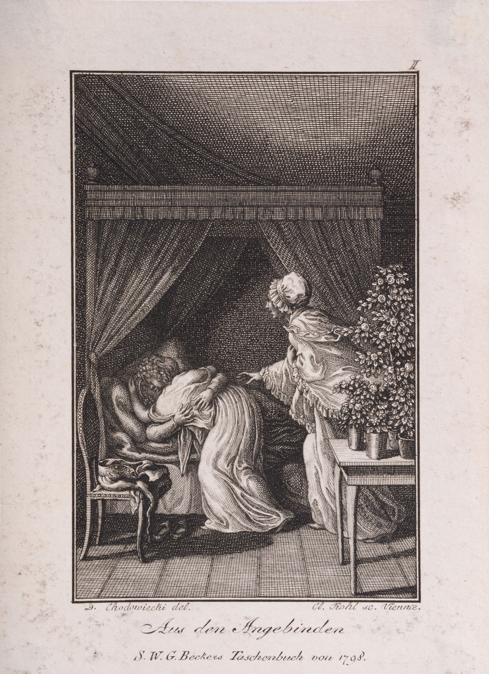 In the Bedroom. Illustration for the Novella by Friedrich Eberhard von Rochow "The Engagement Gift" ("Das Angebinde")