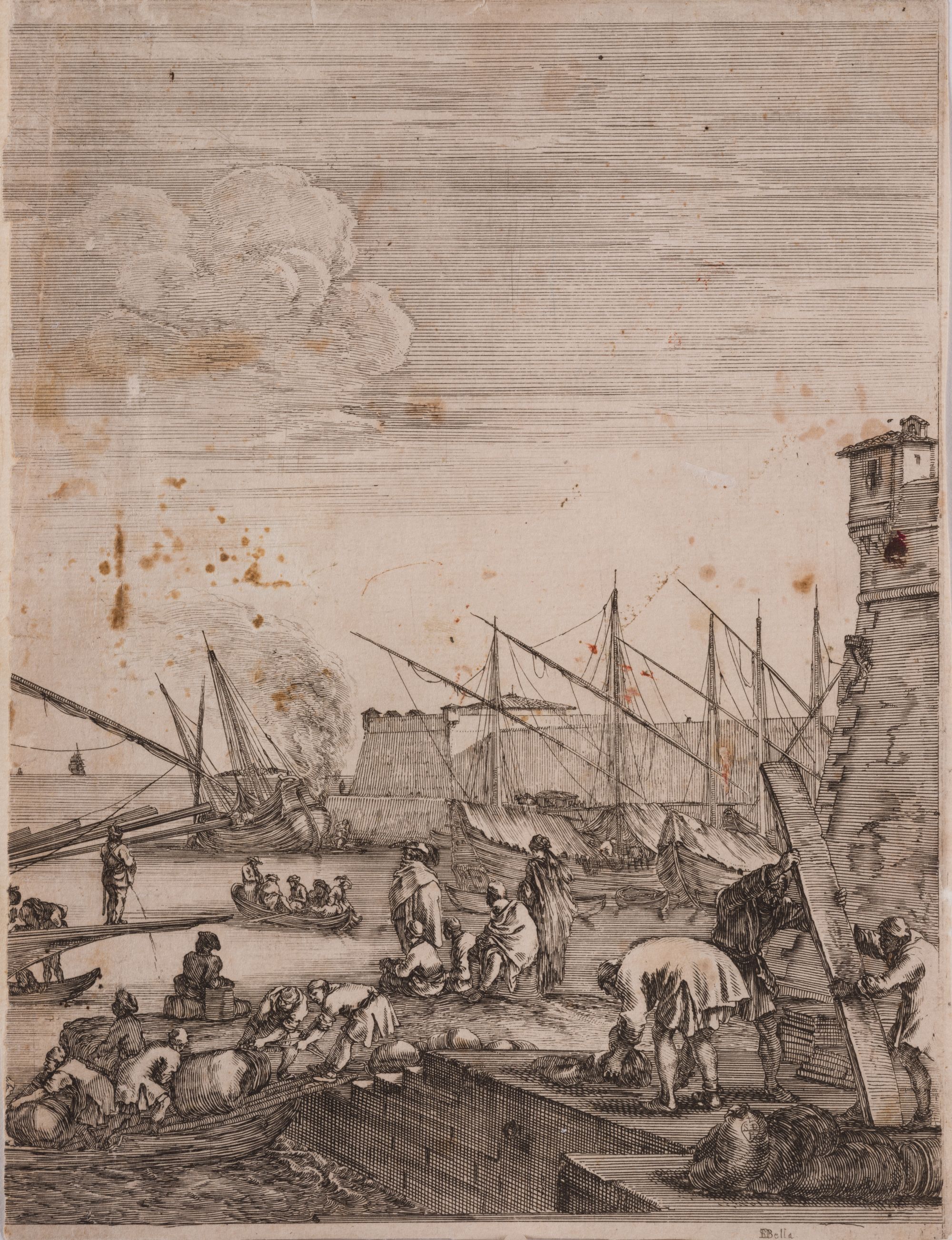 Corner of the Quay in Livorno. From the "Views of the Port of Livorno" Series