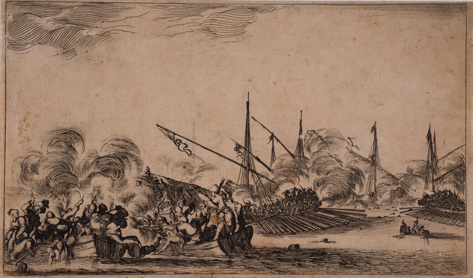 Battle Between Several Boats and Galleys. From the "Various Landscapes" Series or the "Set of Eight Nautical Landscapes" (Suite de huit Marines) Series