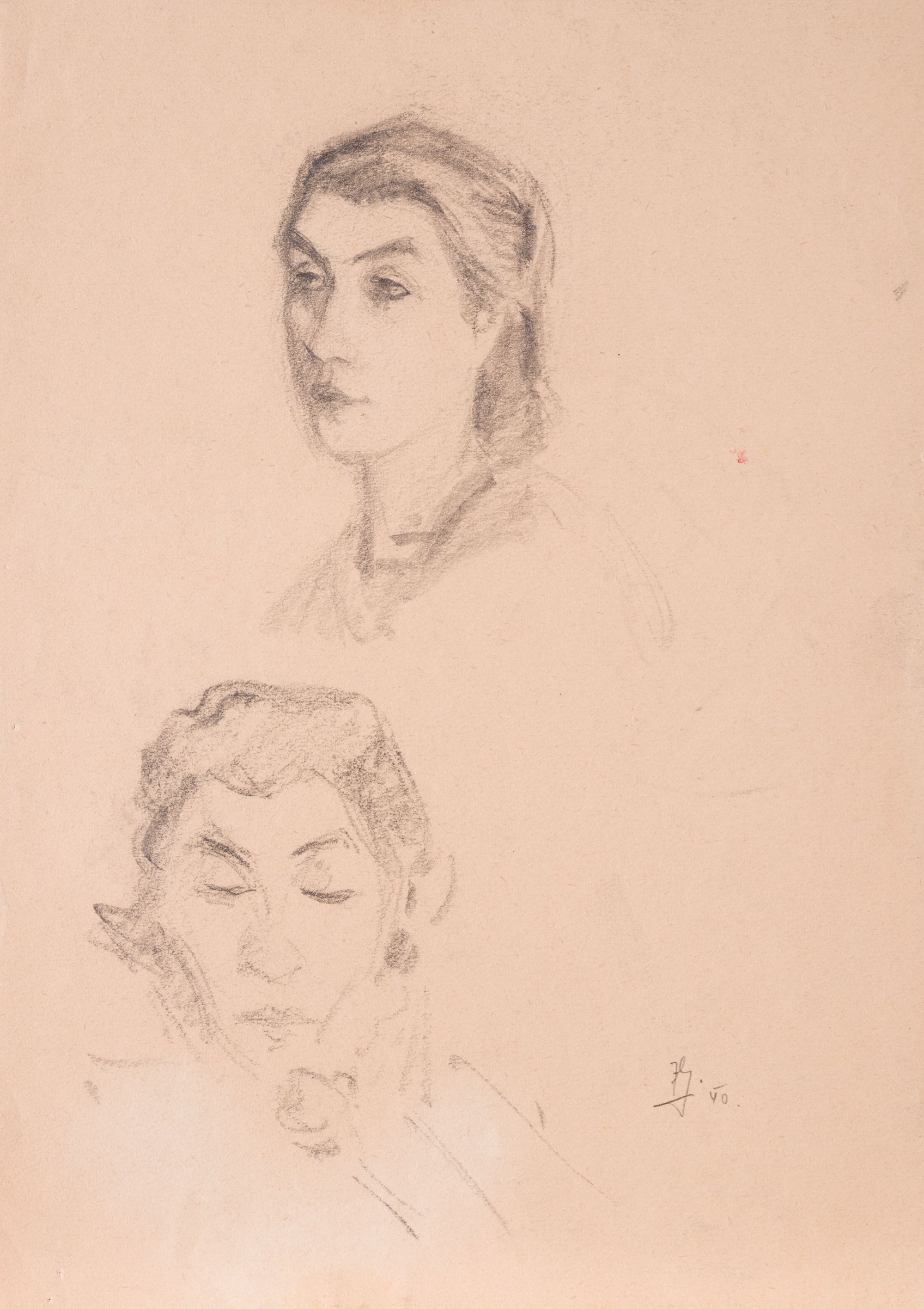 Sketches of Two Women's Heads