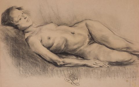 Drawing Study. Female Nude – Reclining Woman 1