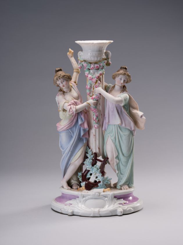 Candlestick with Two Female Figures — unknown