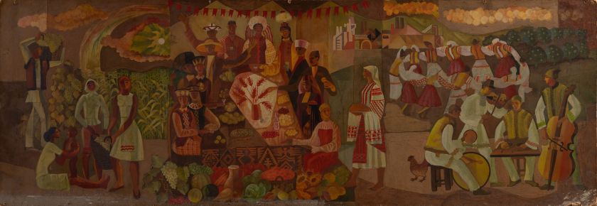 Розпис «Дружба народів» у Палаці культури, м. Рибниця, МРСР — Василь Польовий, Володимир Кокоячук, Юлія Подогова