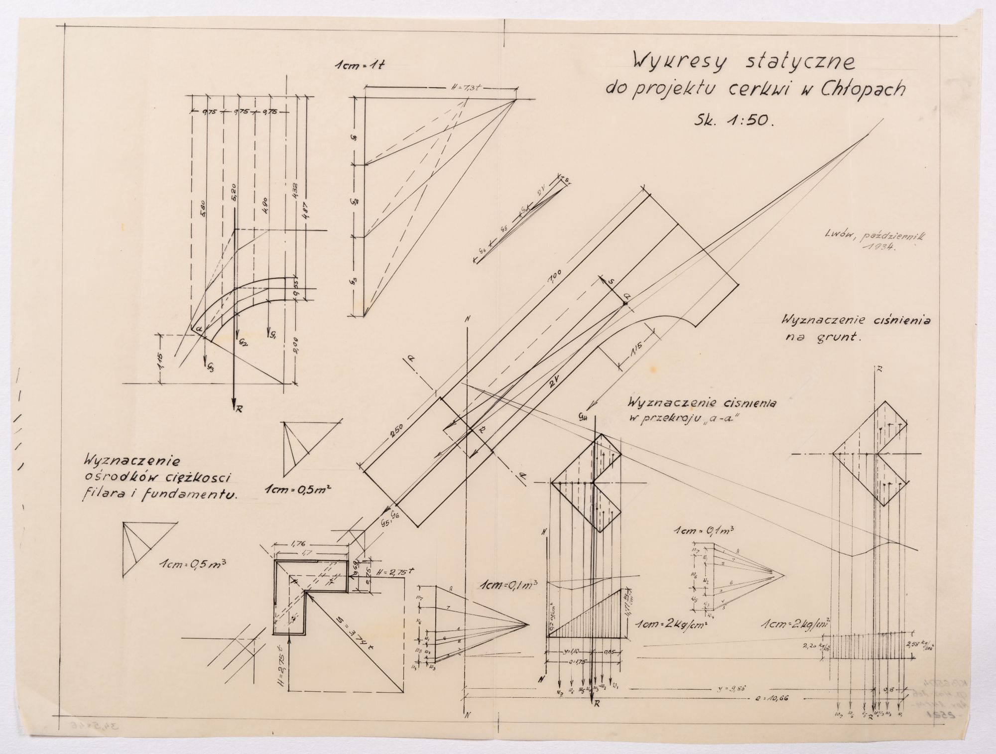 Static Schemes for the Project of the Church in Khlopy (Peremozhne) 1