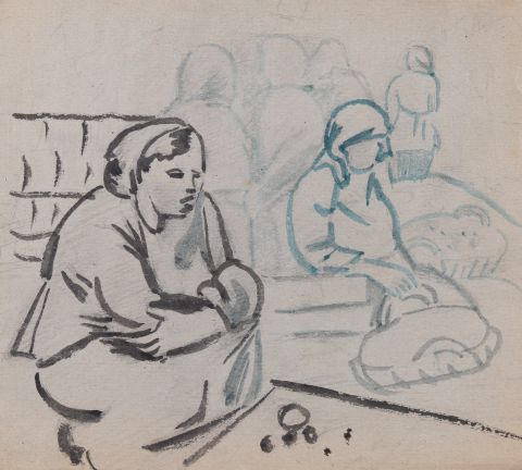 "Women at the Market" from the "Market Before the War" Series 1