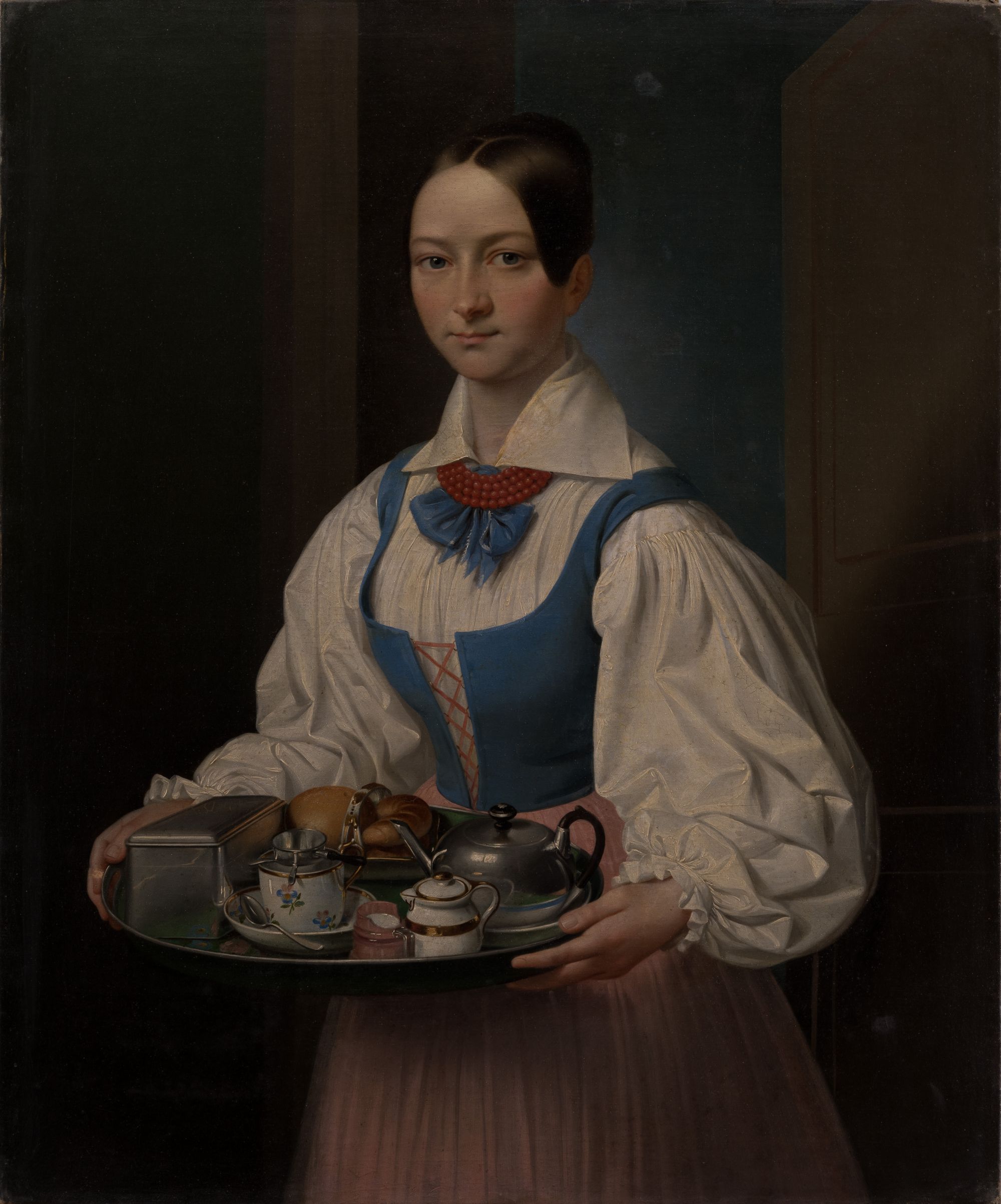 Girl With Breakfast on a Tray 1