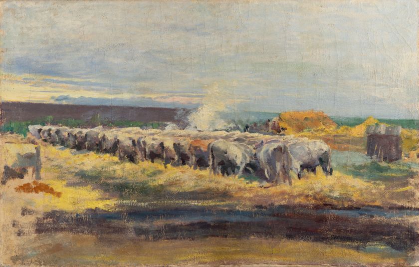 Воли біля корита (Ескіз) — Леон Вичулковський