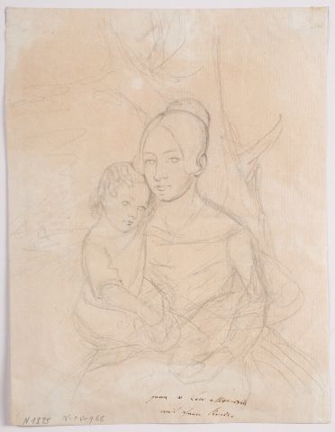 Sketch of a Portrait of a Mother with a Child 1