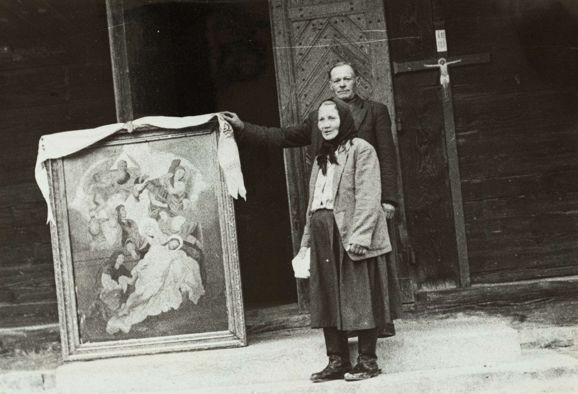 Older Man and Woman with the "Entombment" Icon