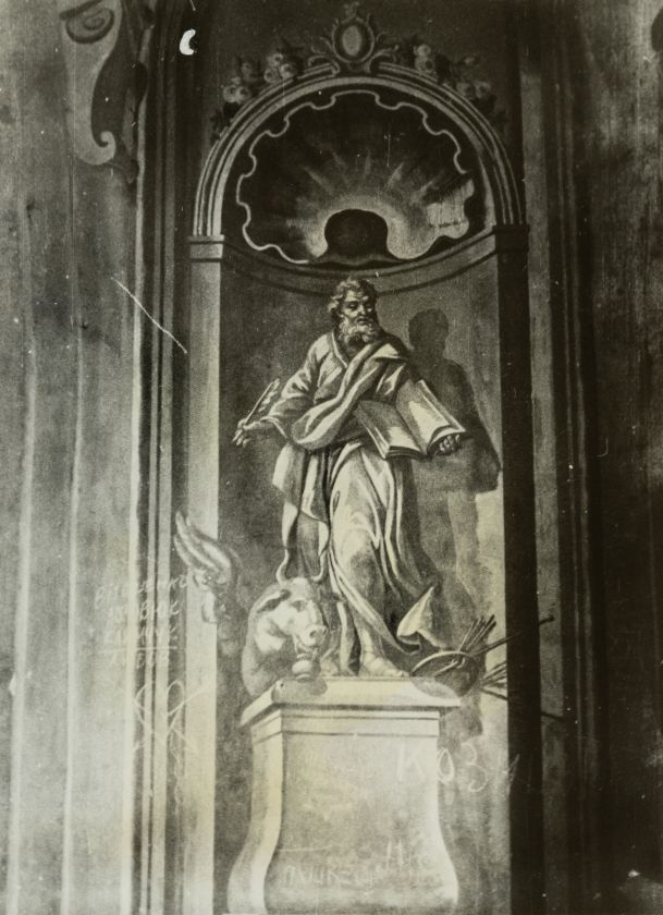 Luke the Evangelist in the Church Interior Painting — unknown