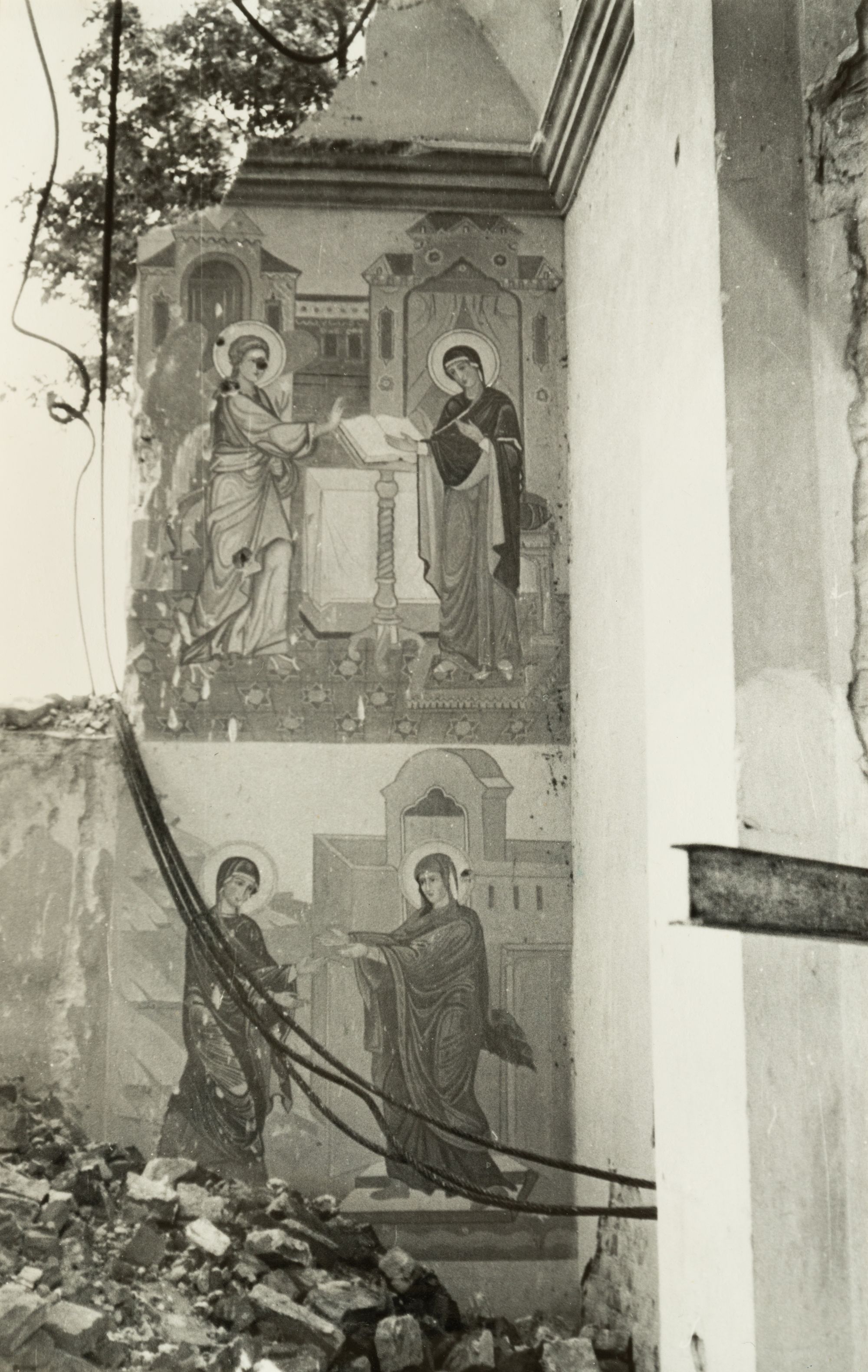 Fragments of a Mural with Scenes of the Annunciation of the Blessed Virgin Mary and the Meeting of the Virgin Mary and the Righteous Elizabeth