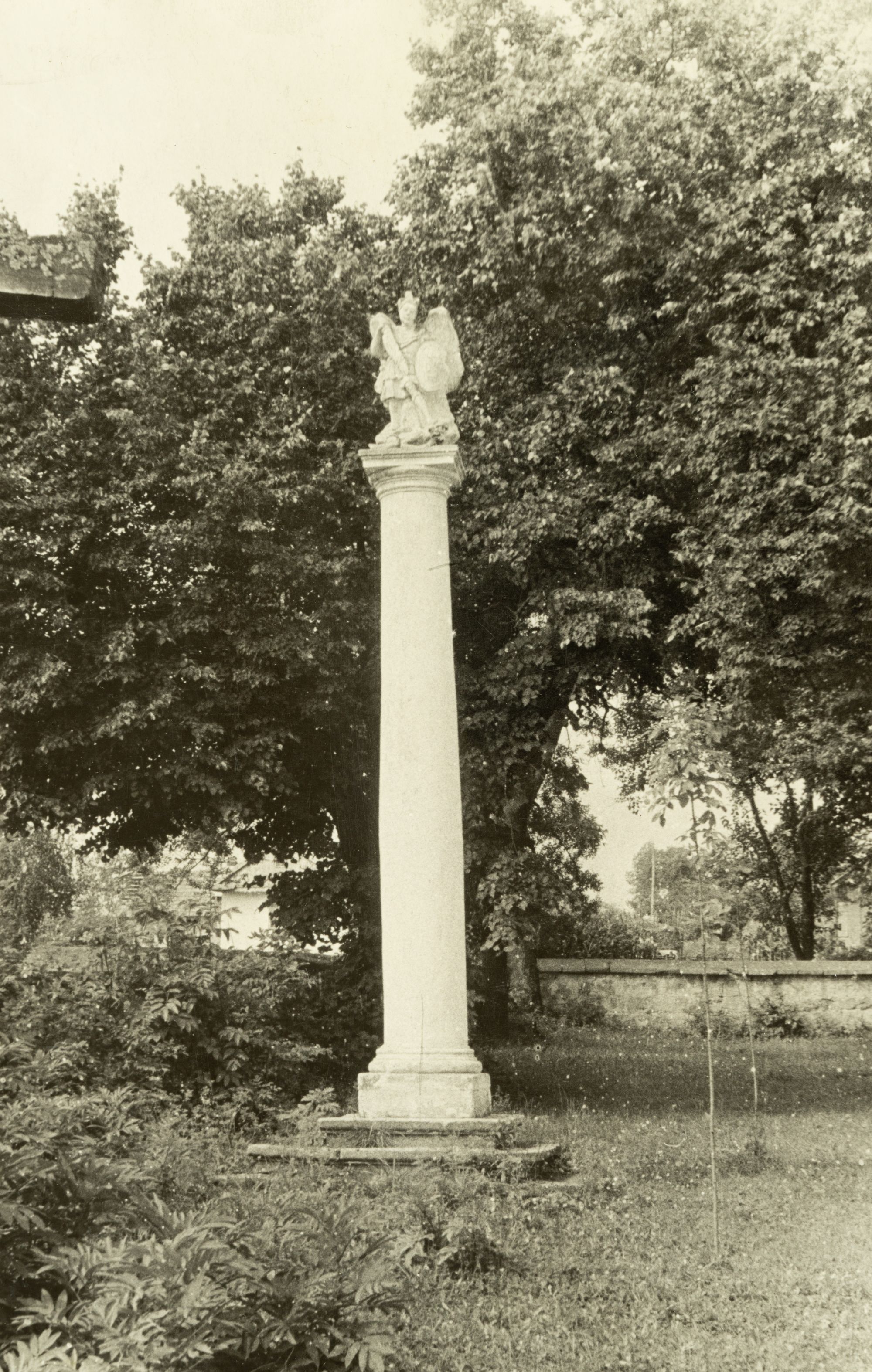 Column with a Sculptural Image of the Archangel Michael (?)